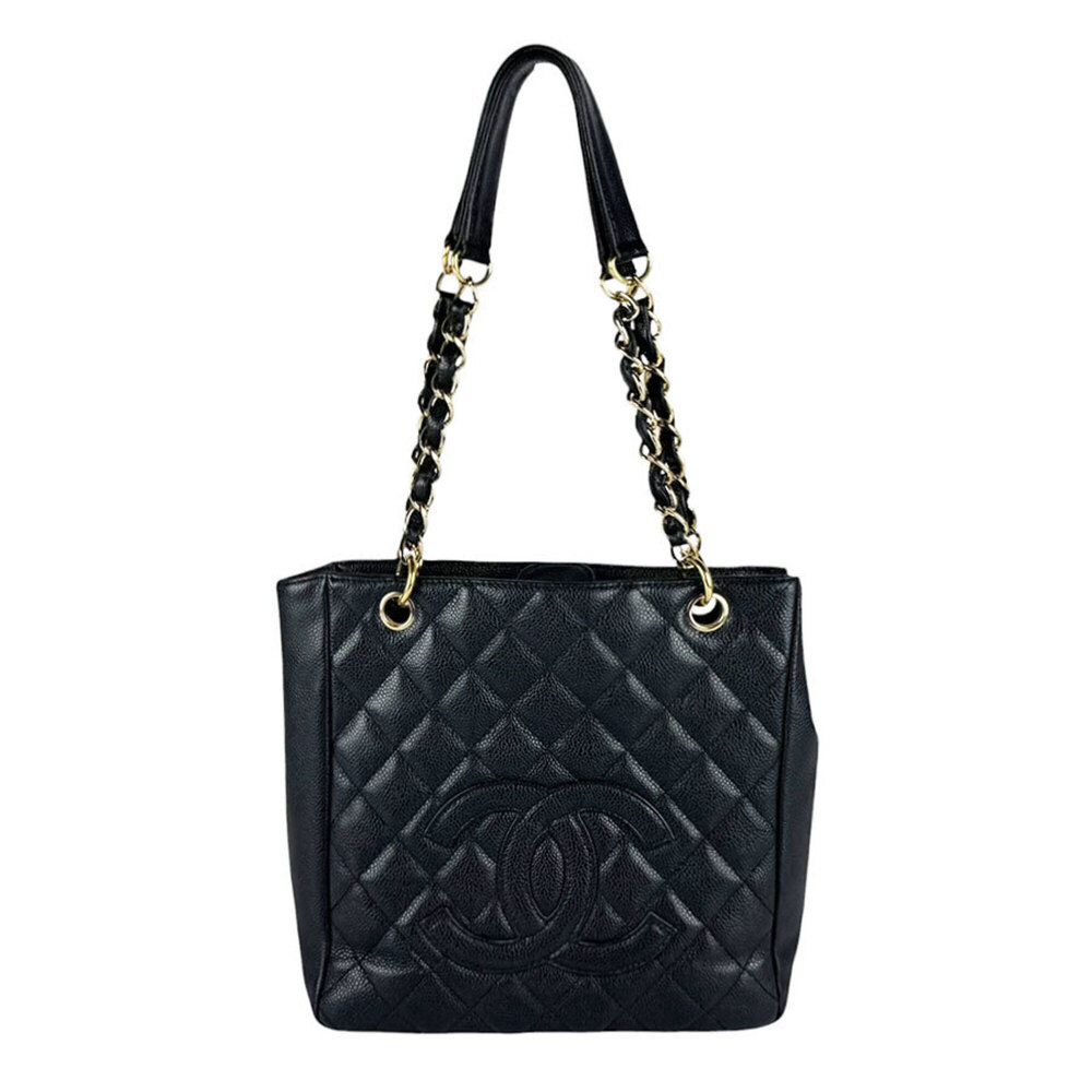 Chanel CHANEL Shoulder Bag, Caviar Leather, Metal, Black, Gold, Women's z11107